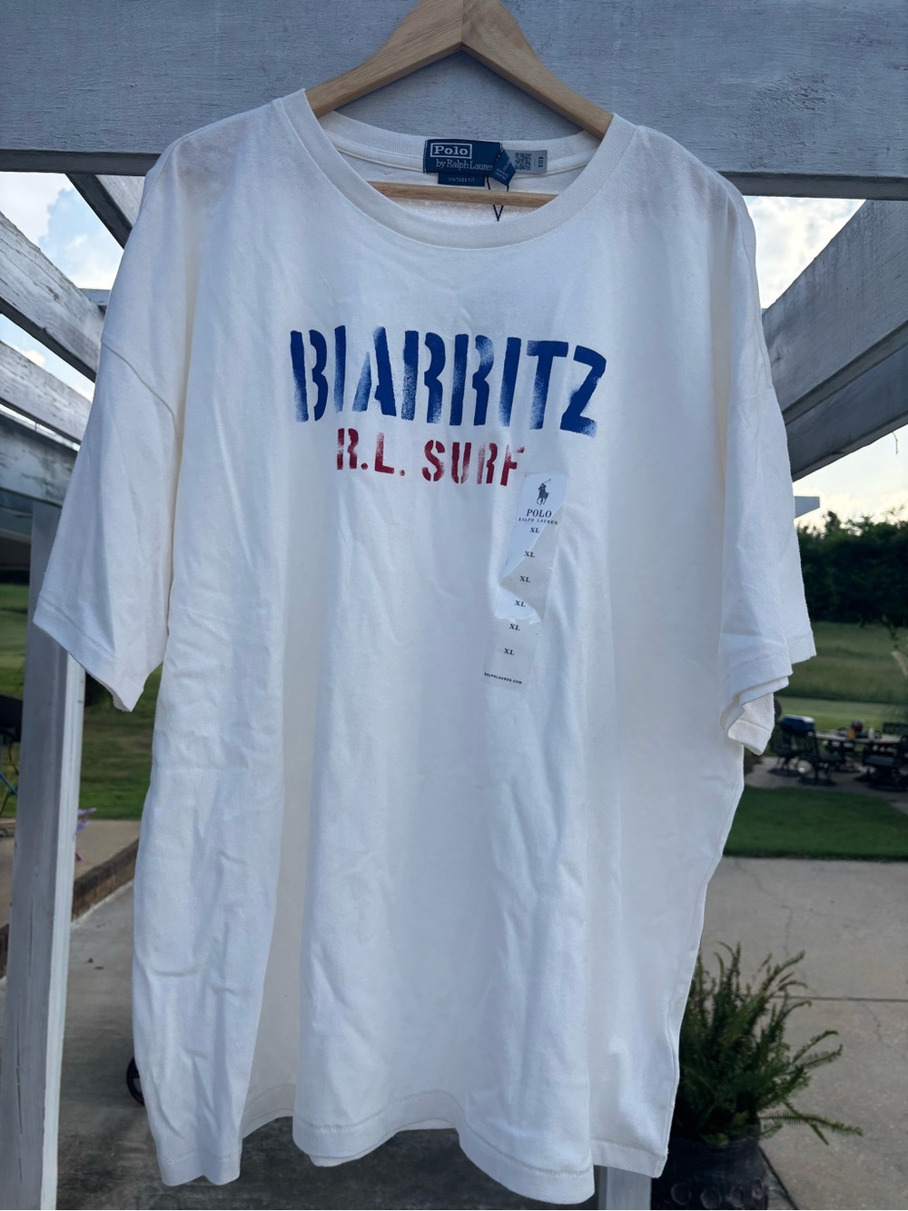 Polo Ralph Lauren Vintage Fit T-Shirt “Biarritz RL Surf” Logo Size XL White